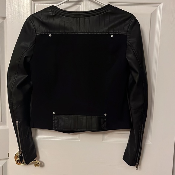 ABS Denim Collection Allen Schwartz S Black 100% PU (Vegan) Leather Jacket - Picture 6 of 10